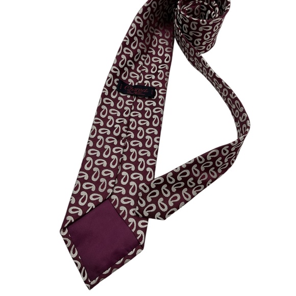 CHARVET Burgundy/Ivory Paisley Silk LUXURY Tie ITALY - Picture 2 of 5